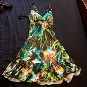 Authentic Y2k flowy skinny strap dress W/beads on straps + Padding